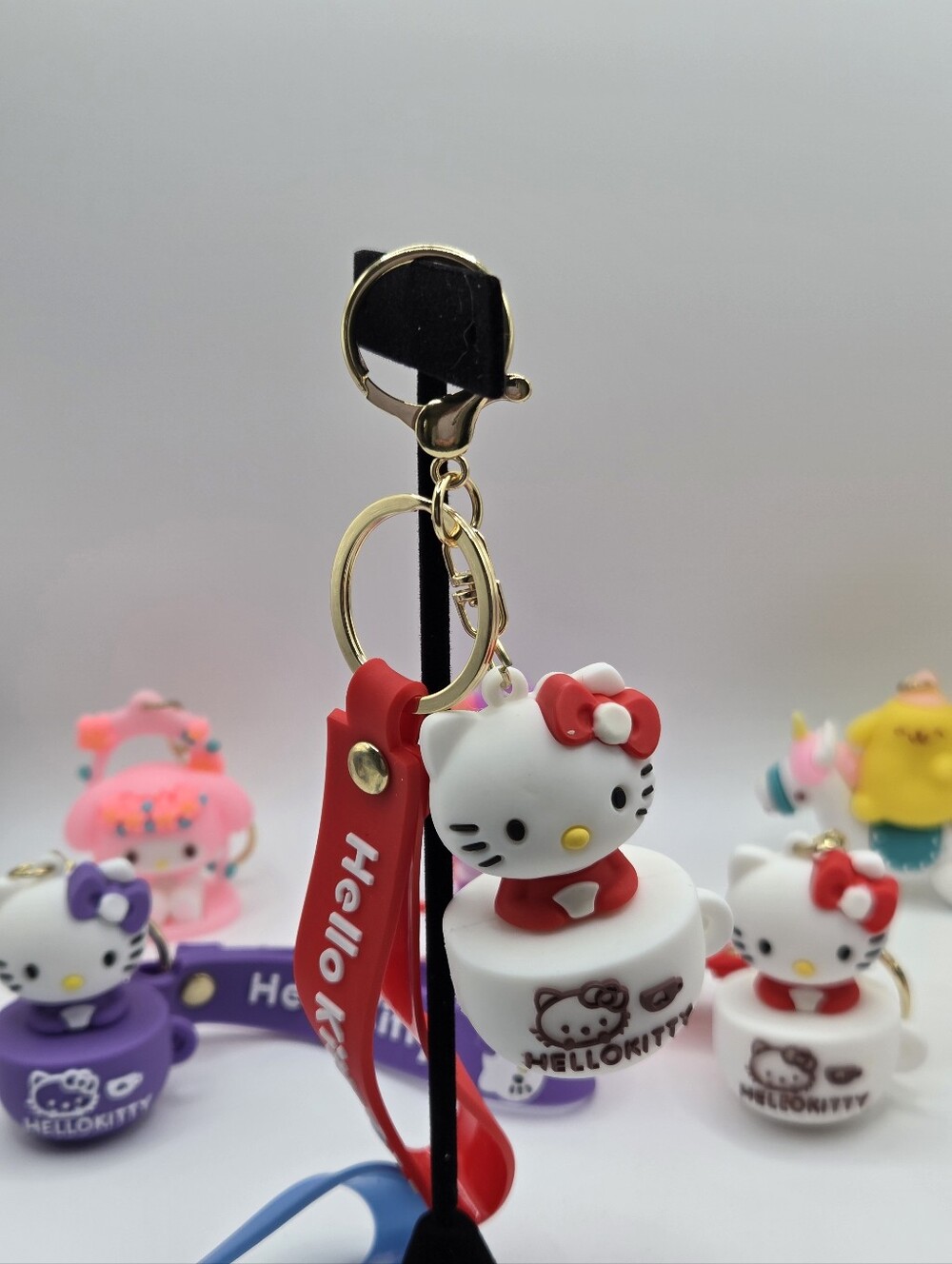 New Hello Kitty "KITTY" In A Cup Assorted Colors Keychains - Picture 2 of 12